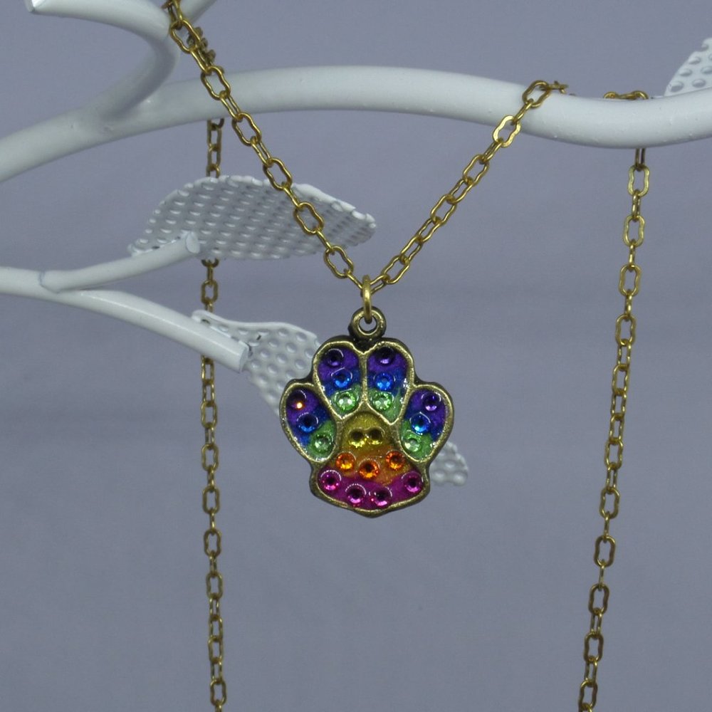 USA Handcrafted Rainbow Paw Pendant Necklace